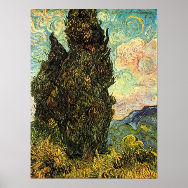 Póster Cipreses por Vincent van Gogh (Frente)