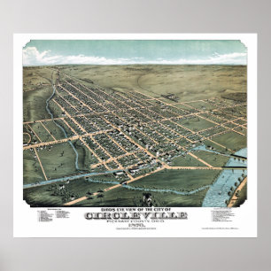 Póster Circleville, OH, Mapa Panorámico - 1876