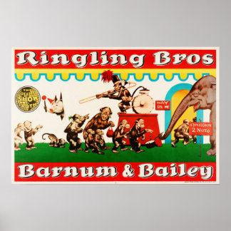 Póster Circo animal entrenado Ringling Bros Barnum Bailey