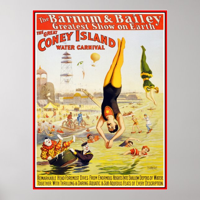 Póster Circo Barnum & Bailey Water Coney Island (Frente)