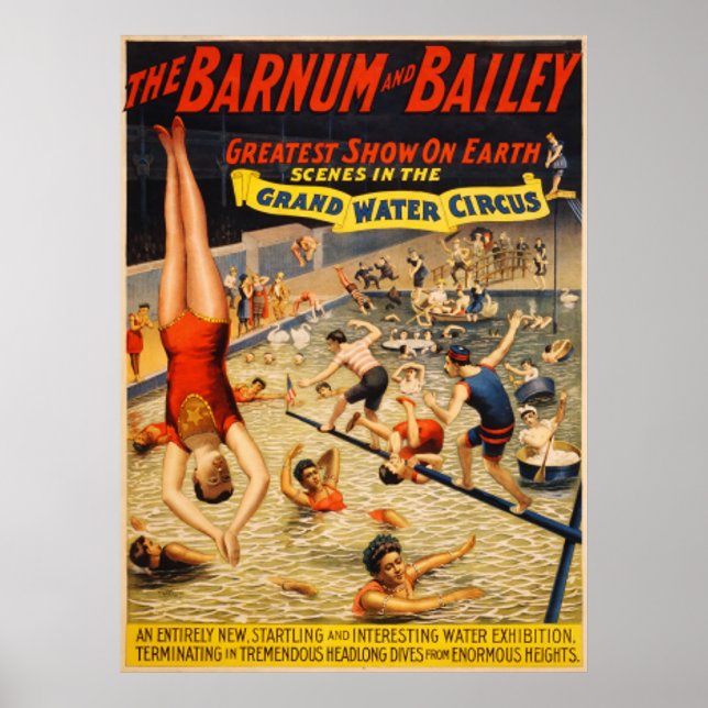 Póster Circo de agua grande de Barnum y Bailey 1895 (Frente)