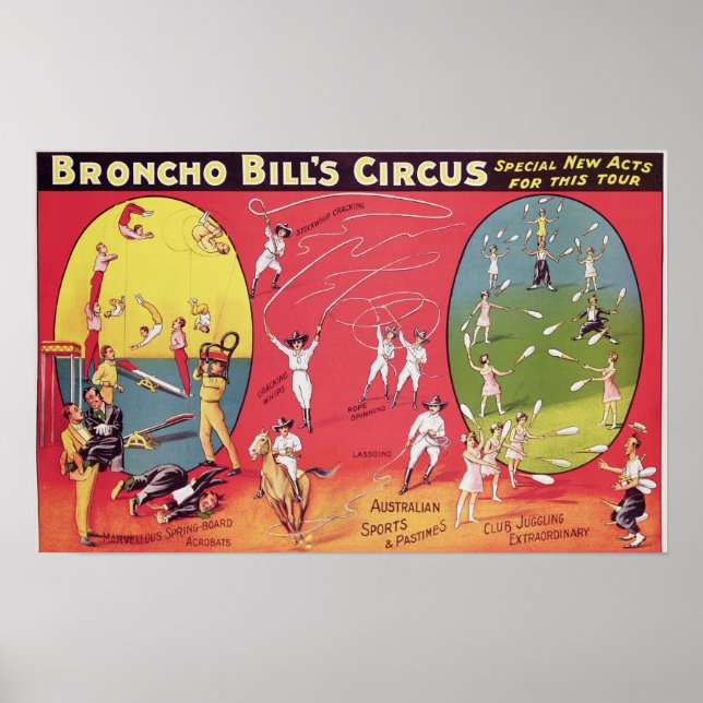Póster Circo de Broncho Bill, Birmingham c.1890-1910 (Frente)