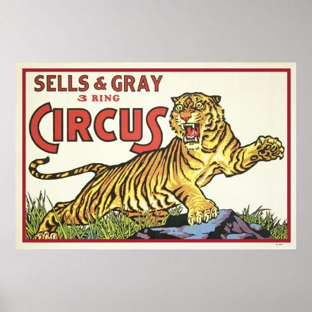 Póster Circo de venta y de anillo gris 3 (Frente)