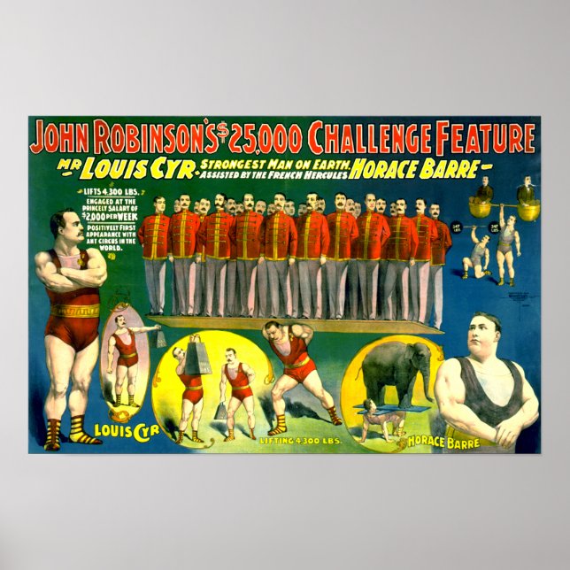 Póster Circo masculino fuerte: Poster Vintage 1898 (Frente)