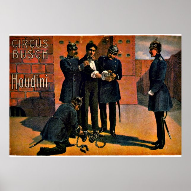 Póster Circo vintage: Houdini y el circo, 1908 (Frente)
