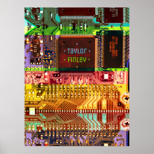 Póster Circuito impreso de tecnología para PC electrónico