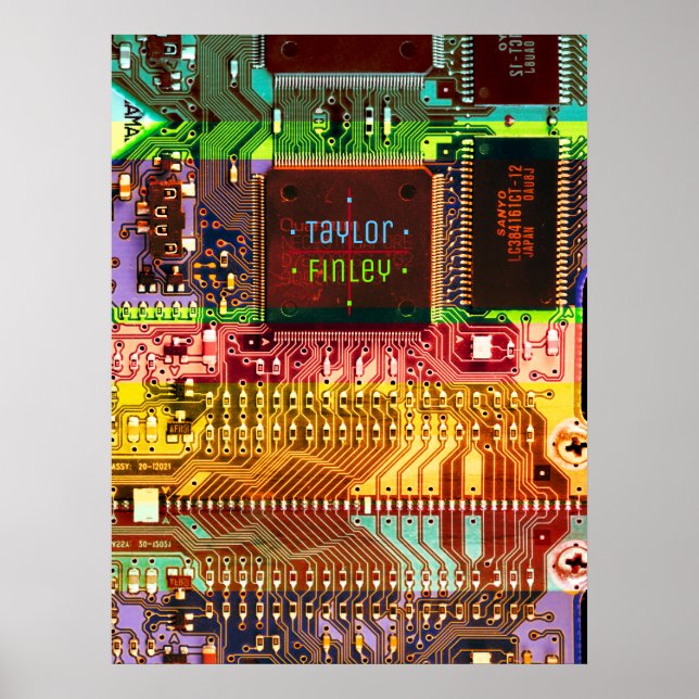 Póster Circuito impreso de tecnología para PC electrónico (Frente)