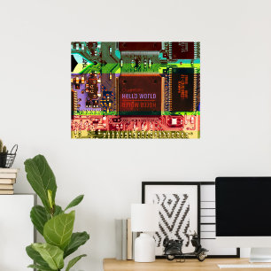 Póster Circuito impreso de tecnología para PC electrónico