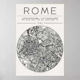 Póster circular del mapa de la ciudad de Roma Arte