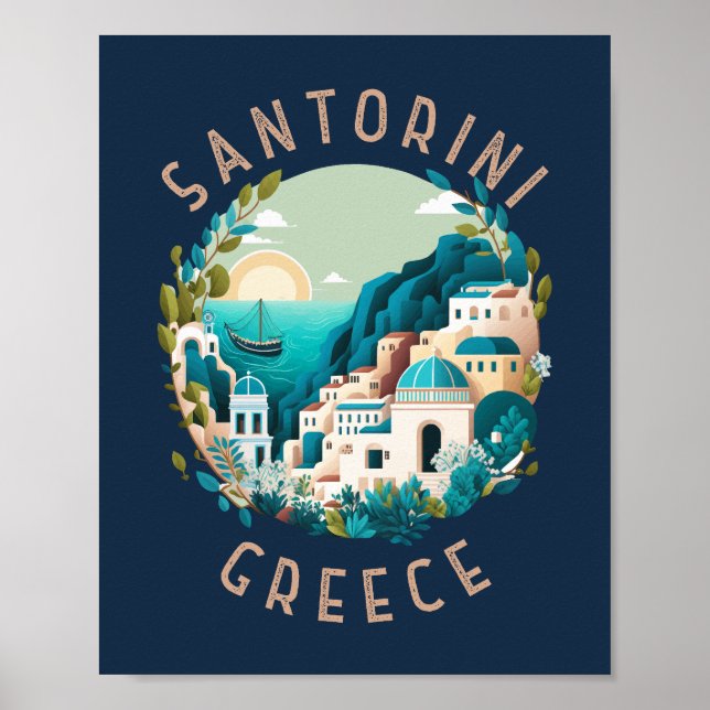 Póster Círculo angustiado de Santorini Grecia (Frente)