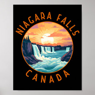 Póster Círculo angustiado retro de las cataratas del Niág