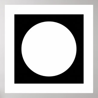 Póster Círculo blanco y negro, diseño geométrico simple.