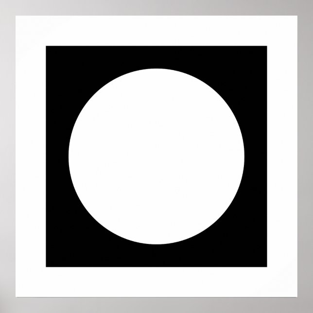 Póster Círculo blanco y negro, diseño geométrico simple. (Frente)