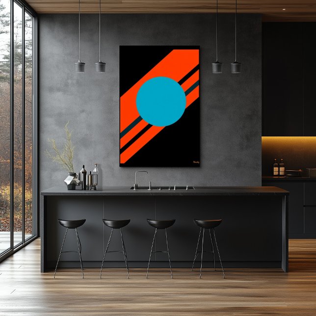 Póster Círculo cian con diseño Bauhaus diagonal naranja (Subido por el creador)