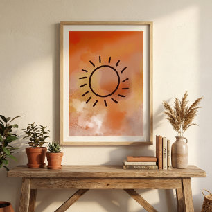 Póster círculo contemporáneo abstracto moderno acuarela
