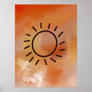Póster círculo contemporáneo abstracto moderno acuarela