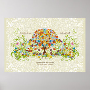 Póster Círculo de Amor Árbol de Boda del Bosque Encantado