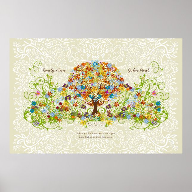 Póster Círculo de Amor Árbol de Boda del Bosque Encantado (Frente)