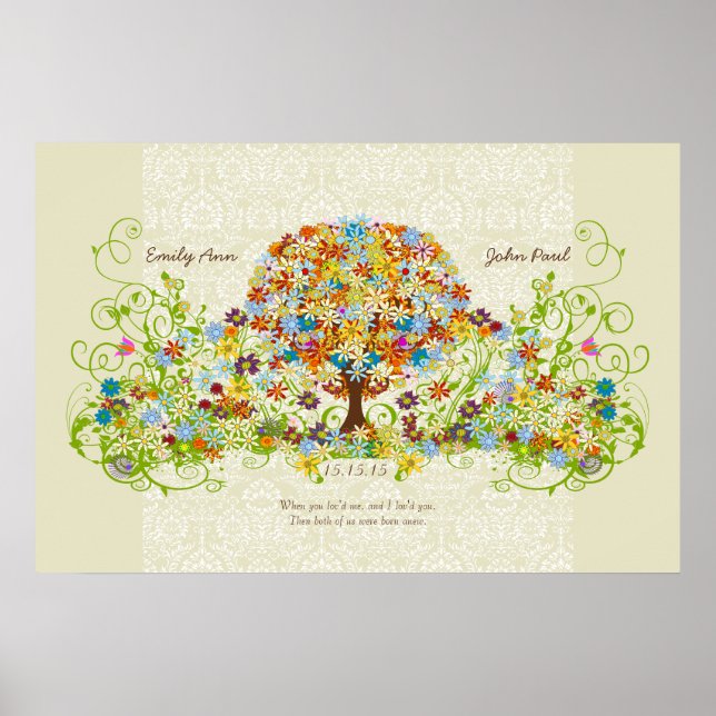 Póster Círculo de Amor del Bosque Encantado Árbol de Boda (Frente)