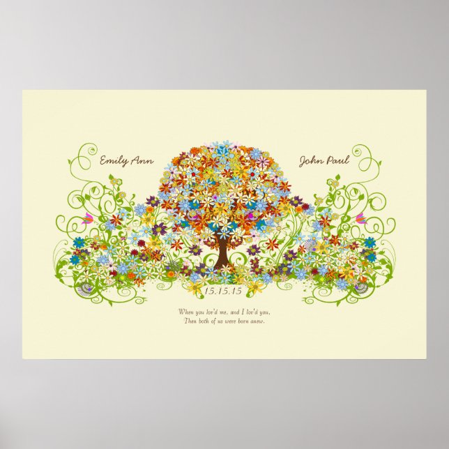 Póster Círculo de Amor del Bosque Encantado Árbol de Boda (Frente)