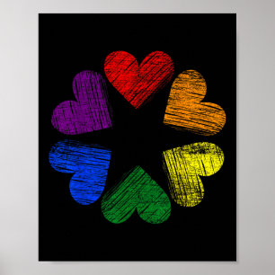 Póster Círculo de arcoíris de corazones amor orgullo gay 