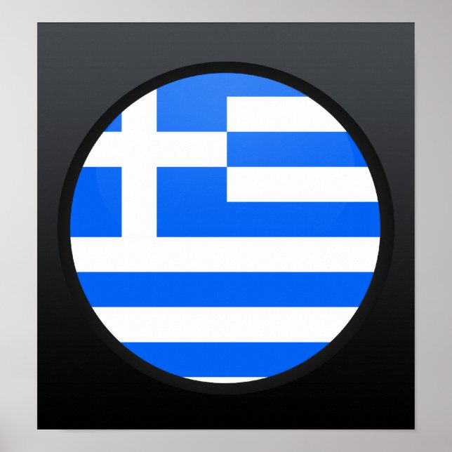 Póster Círculo de bandera de calidad de Grecia (Frente)