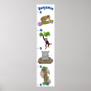 Póster Círculo de crecimiento de animales de safari curad