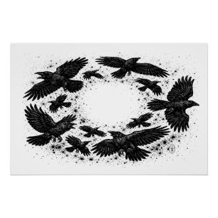 Póster Círculo de Cuervos – Ilustración de Tinta Embrujad