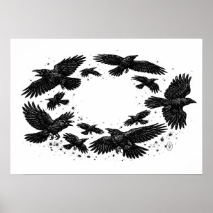 Póster Círculo de Cuervos – Ilustración de Tinta Embrujad