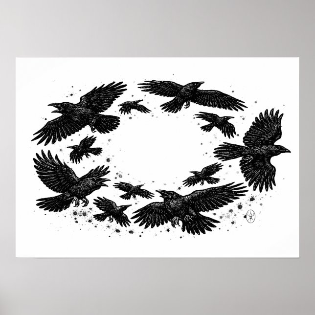 Póster Círculo de Cuervos – Ilustración de Tinta Embrujad (Frente)