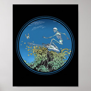 Póster Círculo de Esqueleto Surfista - Por Emek Artman 