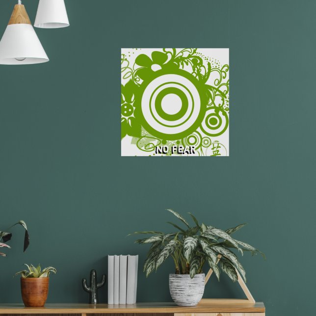 Póster Círculo de flores con kanji para coraje (Salón 1)