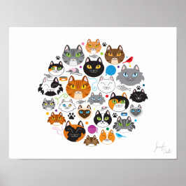 Póster Círculo de gatos 11x14 Poster