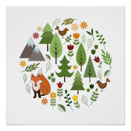 Póster Círculo de Ilustraciones de estilo escandinavo