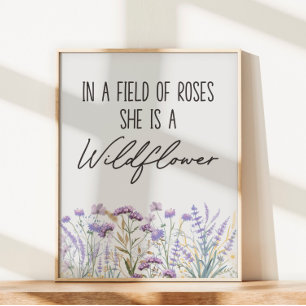 Póster Círculo de jardín de flores silvestres púrpura acu