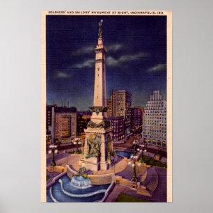 Póster Círculo de monumento en Indianapolis Indiana de no