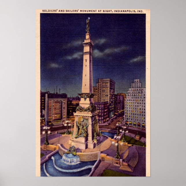 Póster Círculo de monumento en Indianapolis Indiana de no (Frente)