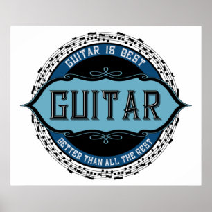 Póster Círculo de notas de música de guitarra