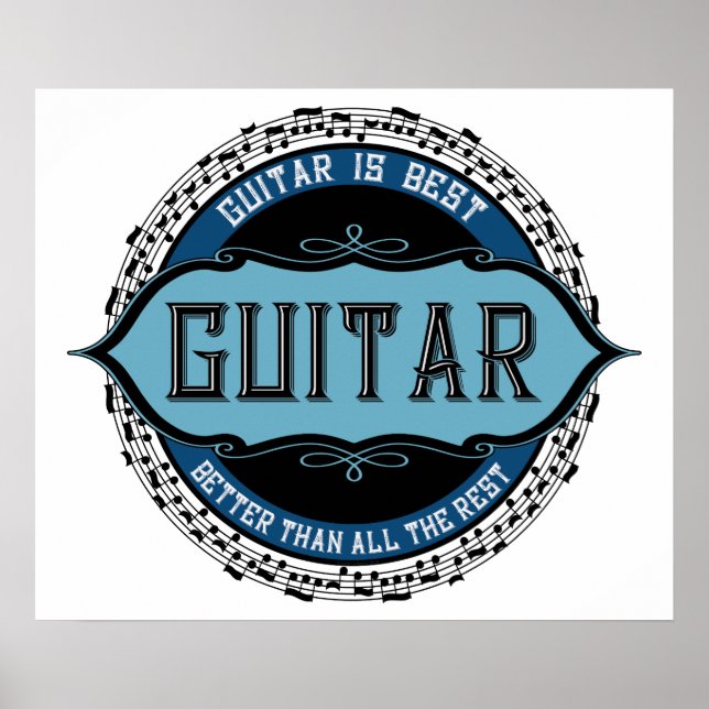 Póster Círculo de notas de música de guitarra (Frente)