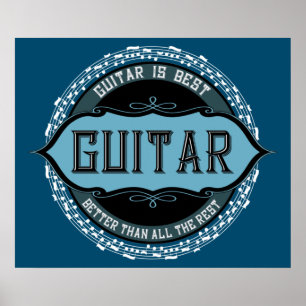 Póster Círculo de notas de música de guitarra