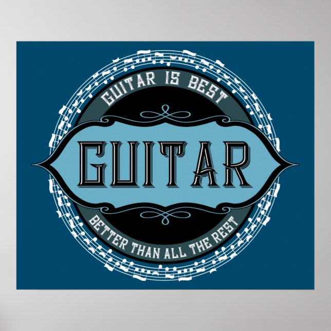 Póster Círculo de notas de música de guitarra (Frente)