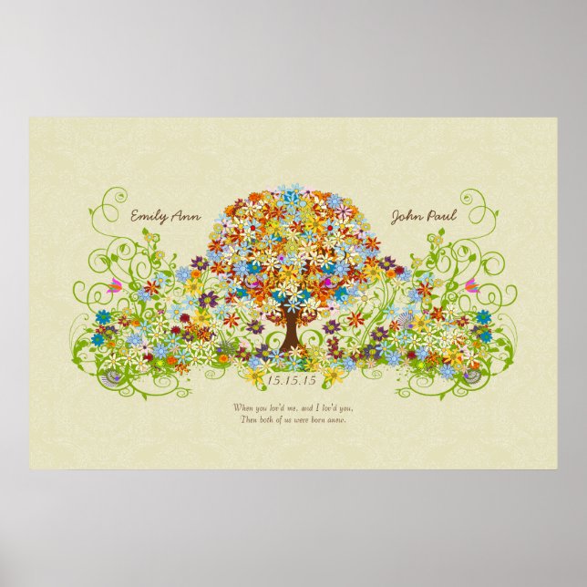 Póster Círculo forestal encantado del árbol Boda del amor (Frente)