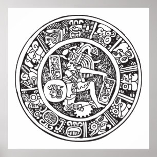 Póster Círculo maya, jeroglífico mexicano (maya)