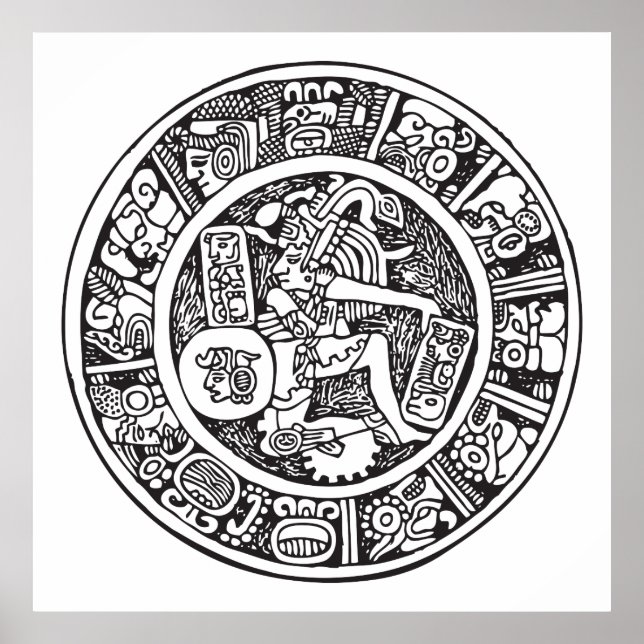 Póster Círculo maya, jeroglífico mexicano (maya) (Frente)