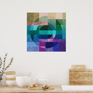 Póster Círculo moderno abstracto geométrico azul verde ro