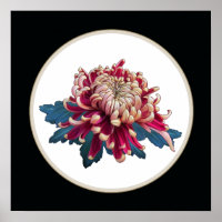 circulo negro de crisantemo rojo y amarillo japoné