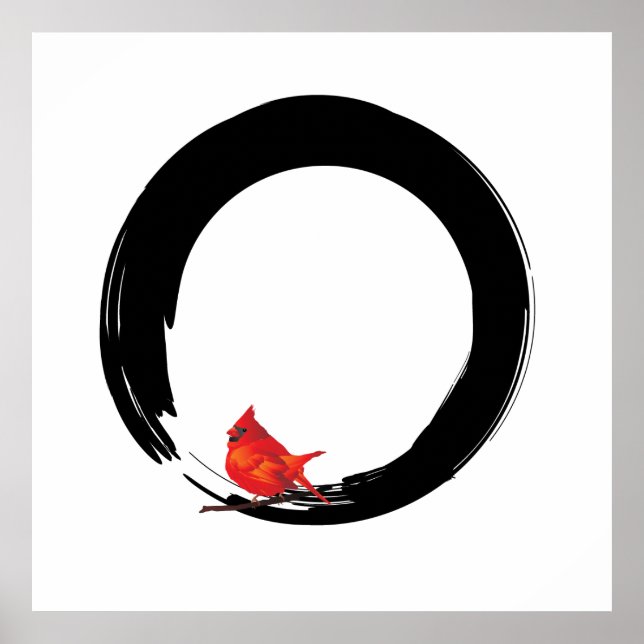 Póster Círculo zen con el cardenal Navidad (Frente)