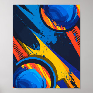 Póster Círculos abstractos dinámicos con colores negrita