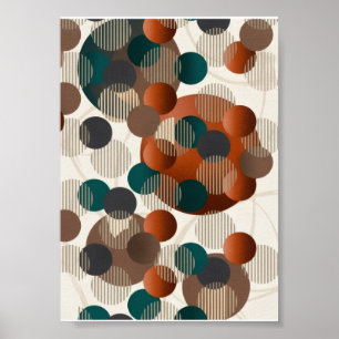 Póster Círculos Abstractos Geométricos Modernos Marrón Y