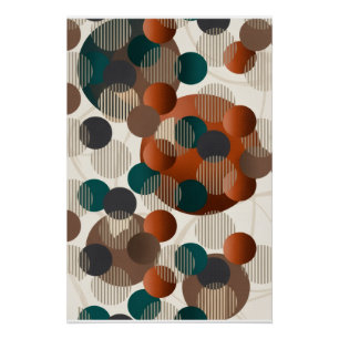 Póster Círculos Abstractos Geométricos Modernos Marrón Y